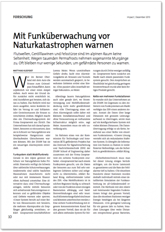 Funküberwachung Naturgefahren
