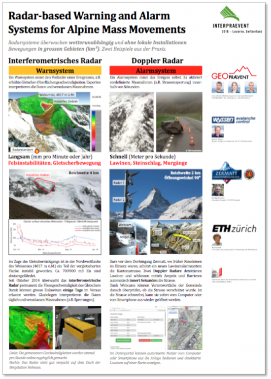 radar-based warning and alarm systems for alpine mass movements