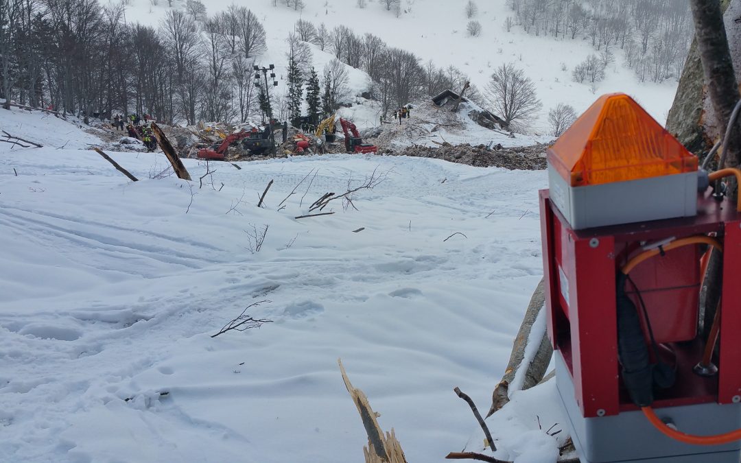 Sistema de alarma de avalanchas en Rigopiano, Italia