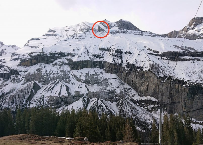 Die Flanke des Spitzen Steins: Das Georadar sowie die zweite Kamera überwachen die gesamte Flanke des Spitzen Steins von diesem Standort aus. 